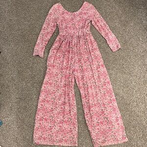 SweetHoney Pink Floral Kids Casual Jumpsuit